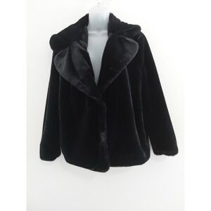 Kensie Women's Reversible Plush Jacket Faux Fur Teddy Coat Size Large Cozy Boxy